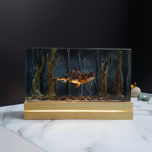 Zombie Shark Cube Resin Lamp Ocean Night Light Decor Halloween Gift