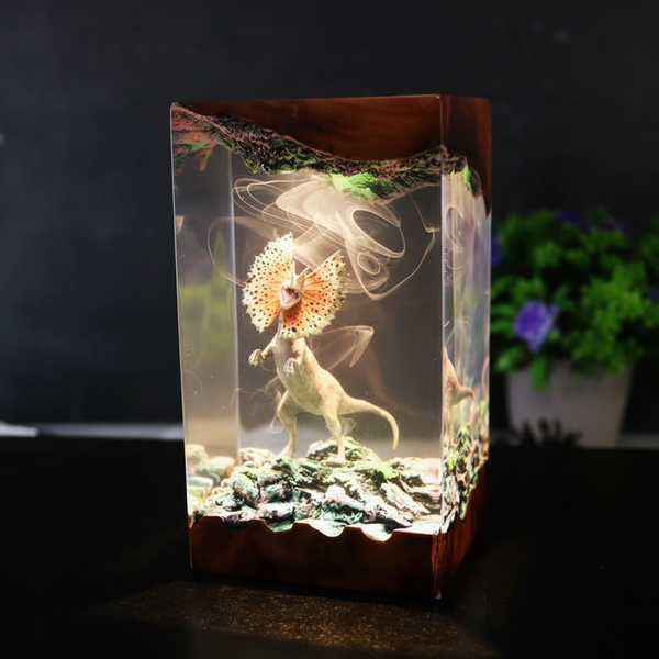 Dilophosaurus Dinosaur Resin Night Light Lamp Decor