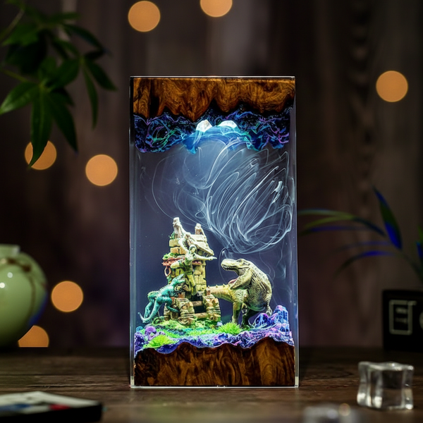 T-Rex Dinosaur Handmade Gift for Him Resin Night Light Lamp Decor