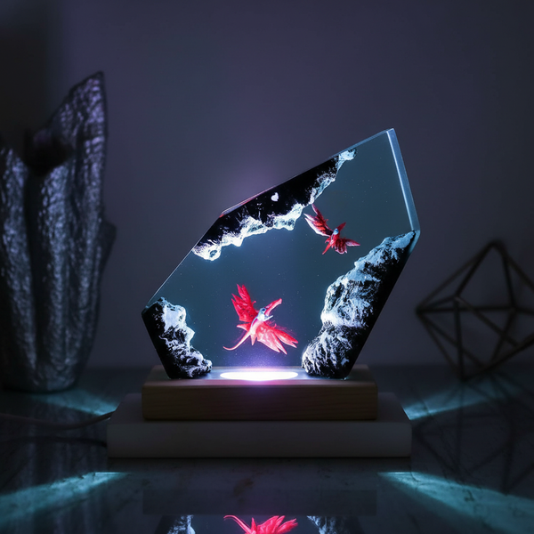 Flying Dragon Film Inspiration Resin Night Light Lamp Decor Figurine Fantasy