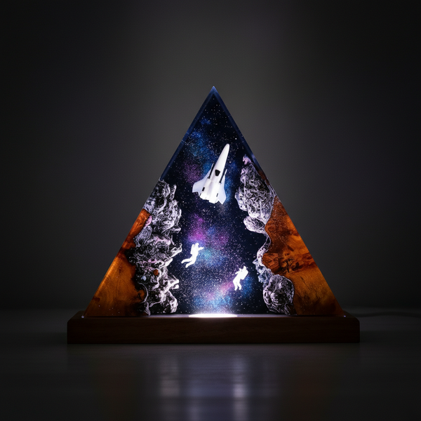 Cosmos Astronaut and Rocket Galaxy Space Resin Night Light Lamp Decor