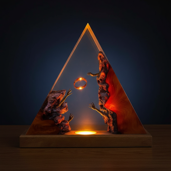 Gift for Him Rings Resin Night Light Lamp Decor