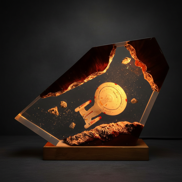 Handmade Sci-Fi Spacecraft Space Resin Night Light Lamp Decor