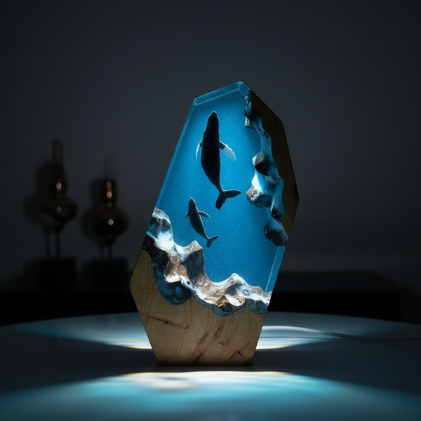 Humpback Whale Resin Lamp Ocean Handmade Desk Lighting House Decor