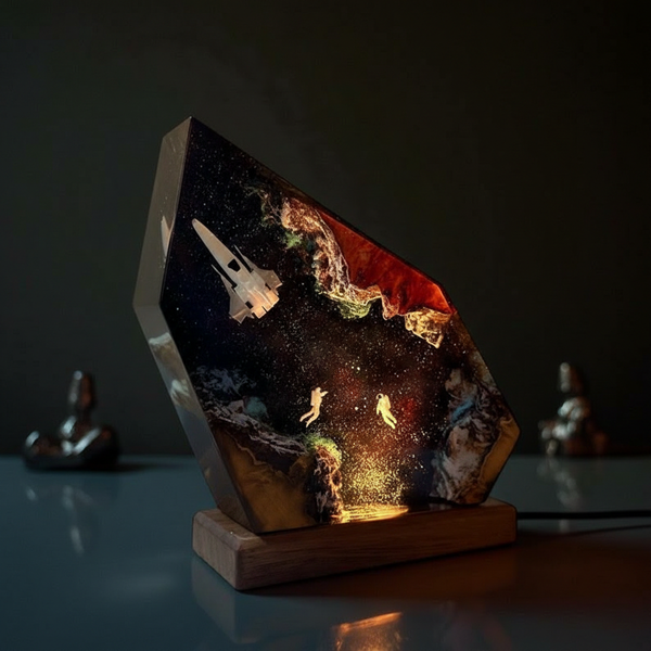 Handmade Astronauts Galaxy Cosmic Resin Night Light Lamp Decor