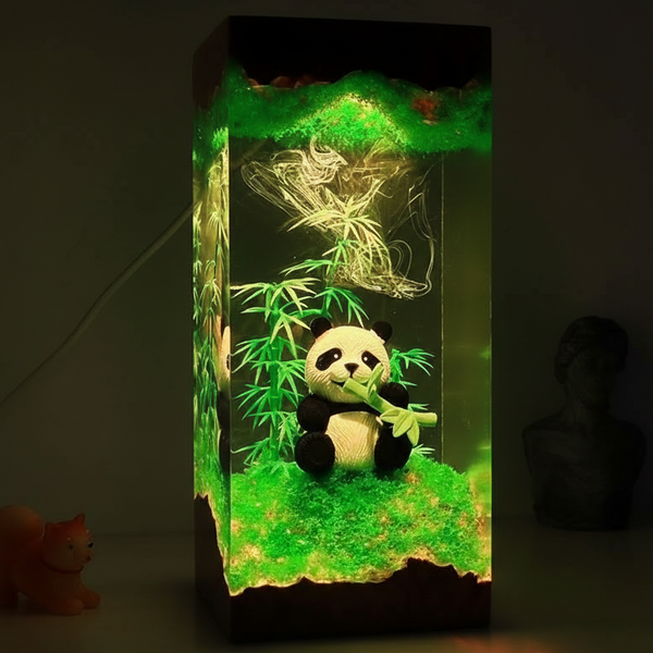 Panda Bamboo Handmade Gift Resin Night Light Lamp Decor