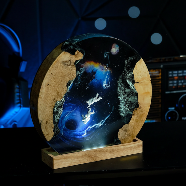 Astronaut Black Hole Cosmo Space Resin Night Light Lamp Decor