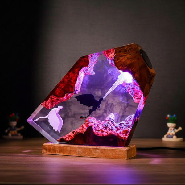 Glowing Epoxy Dragon Resin Night Light Lamp Decor