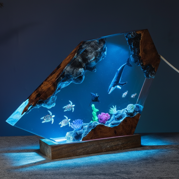 Orca Turtle Manta Ray Ocean Resin Night Light Lamp Decor