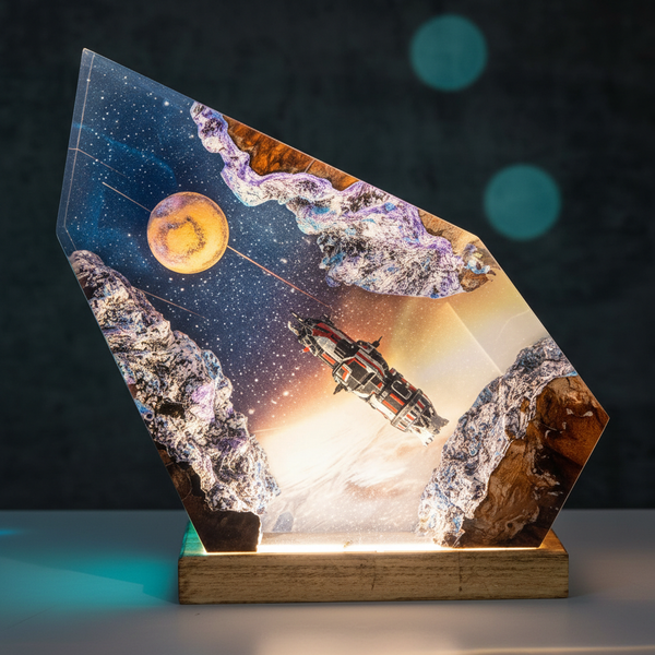 Satellite Galaxy Astronaut Sci Fi Space Resin Night Light Lamp Decor