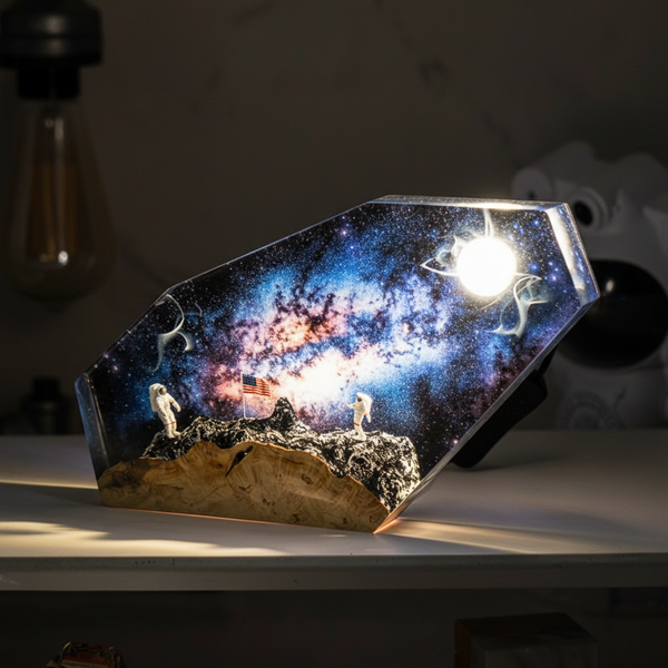 American Flag Astronaut Space Resin Night Light Lamp Decor