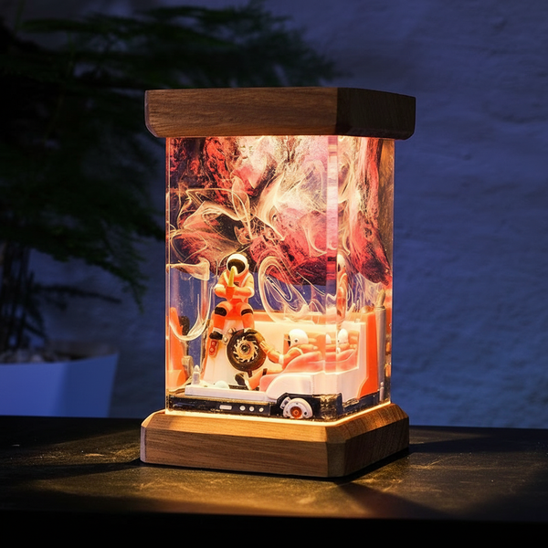 Astronaut Diorama Resin Lamp Outer Space Desk Light House Decor