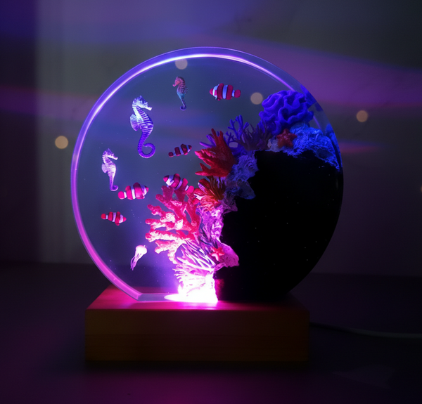 Ocean Marine Life Epoxy Resin Night Light Lamp Decor