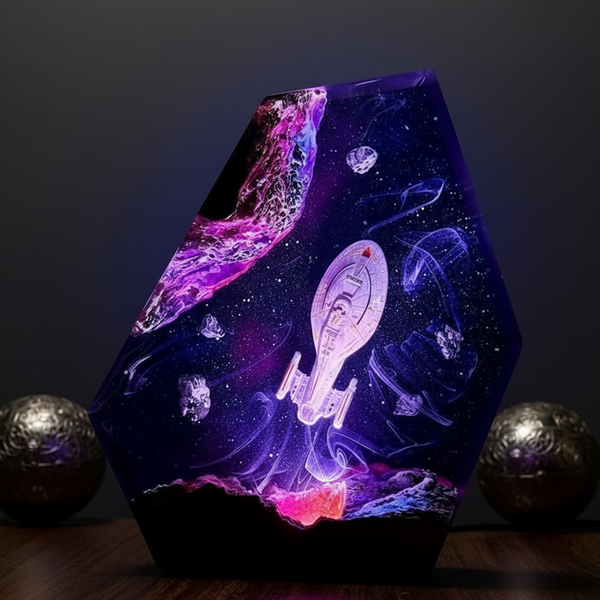 Sci-Fi Spaceship Handmade Space Resin Night Light Lamp Decor