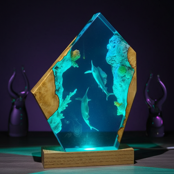 Handmade Swordfish Ocean Resin Night Light Lamp Decor