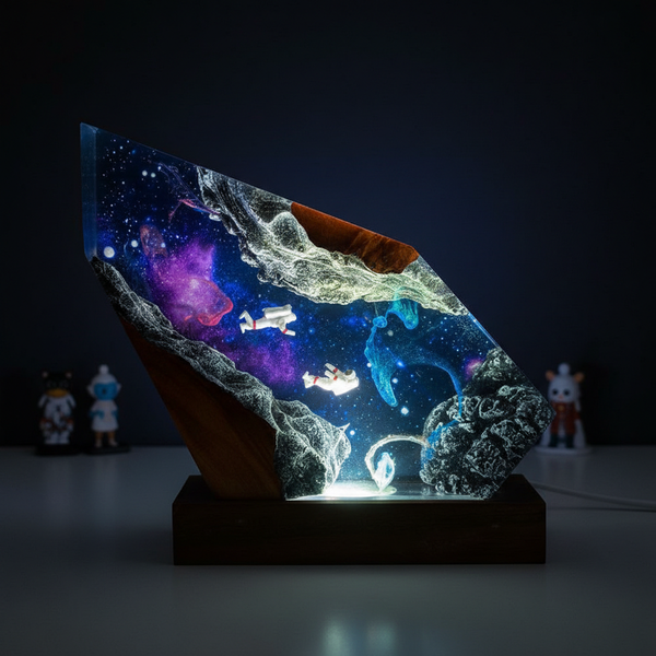 Outer Space Galaxy Astronaut Resin Night Light Lamp Decor