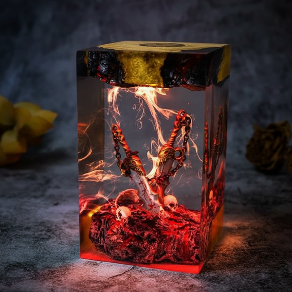 Swords Game Figure Epoxy Handmade Resin Night Light Lamp Decor