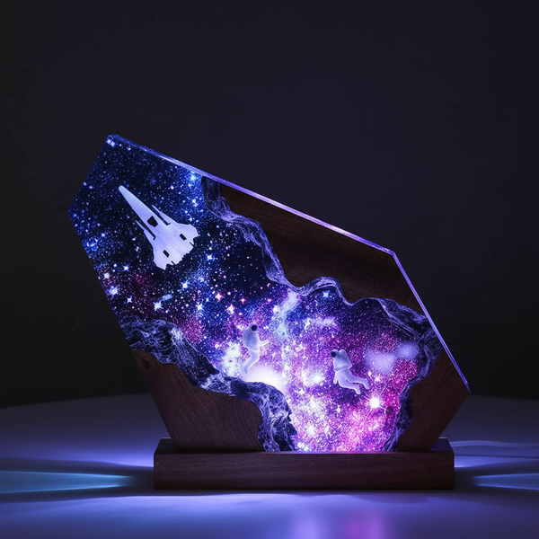 Satelitte Figurine Galaxy Space Resin Night Light Lamp Decor