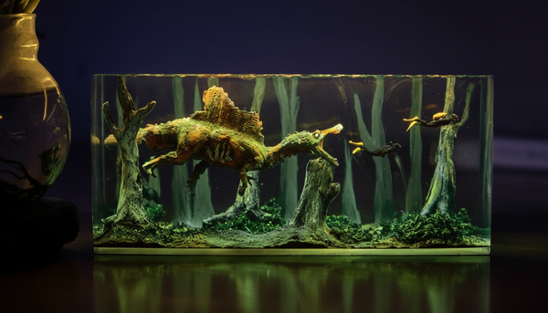 Zombie Spinosaurus and Divers Diorama Resin Night Light Lamp Decor