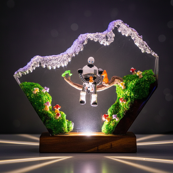 Robot Resin Lamp Movie Inspired Themed Decorative Night Light Kids Handmade Gift