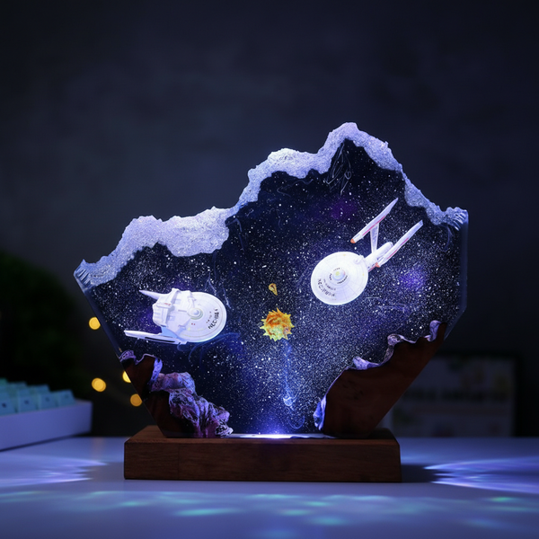 Galaxy Space Diorama Science Fiction Resin Night Light Lamp Decor