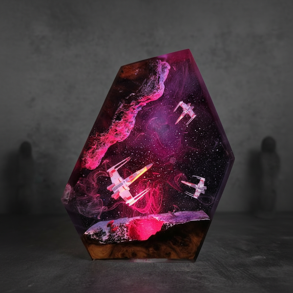 Space Ship Cosmos Galaxy Resin Night Light Lamp Decor