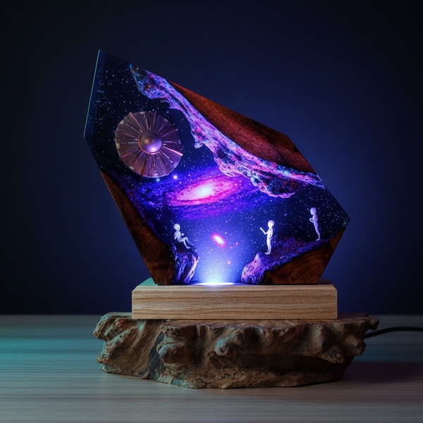 Alien UFO Galaxy Space Resin Night Light Lamp Decor