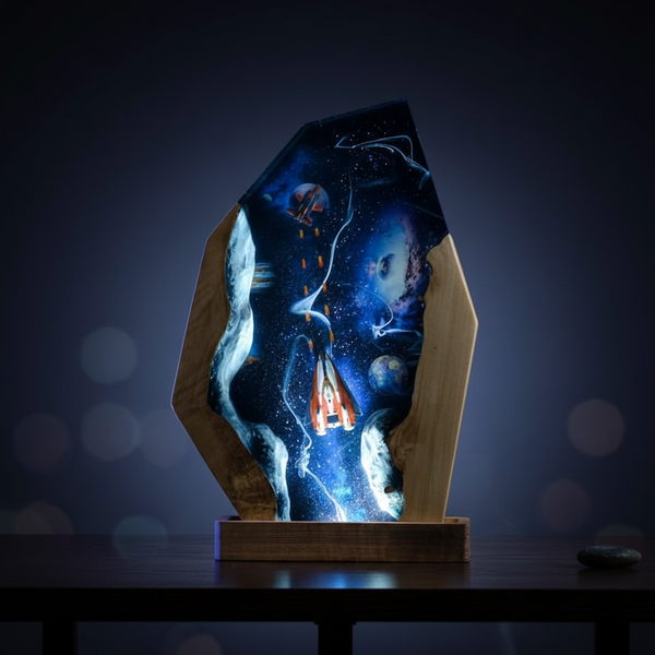 Spacecraft Sci-Fi Rocket Diorama Space Resin Lamp Decor