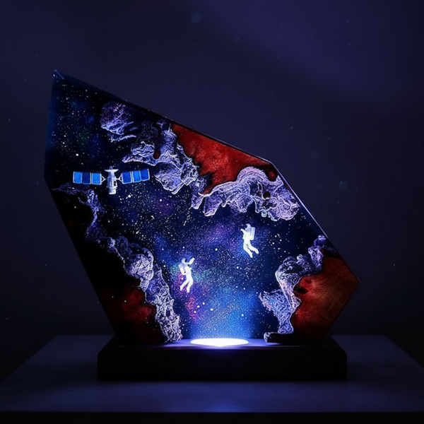 Galaxy Astronaut Satellite Space Resin Night Light Lamp Decor