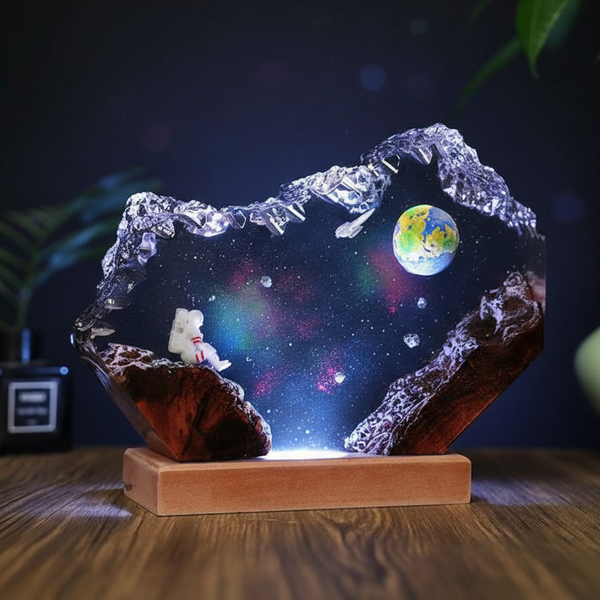 Astronaut Earth Galaxy Space Resin Night Light Lamp Decor