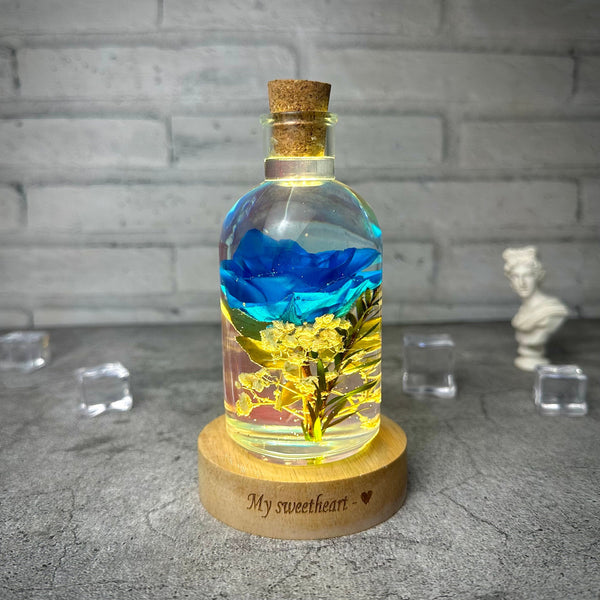 Blue rose resin lamp,Rose epoxy resin night light,Epoxy resin wooden table lamp,Christmas gift,gift for her,Valentine gift,gift for friend